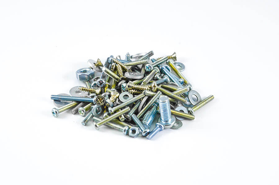 Pile of screws and bolts in different sizes